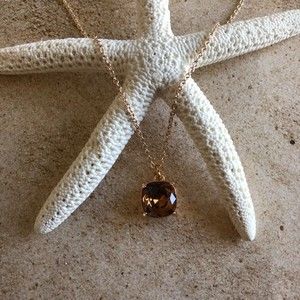 Rose Gold Chocker Necklace with Brown Gem Pendant